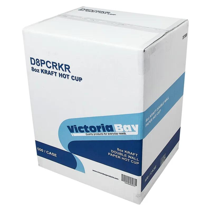 Victoria Bay 80 Series Hot Cup 8 OZ Double Wall Poly-Coated Paper Kraft 25 Count/Pack 20 Packs/Case 500 Count/Case