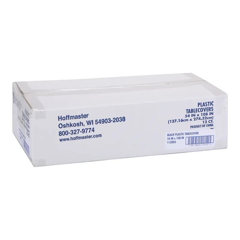 Table Cover 54X108 IN Plastic Black 12/Case