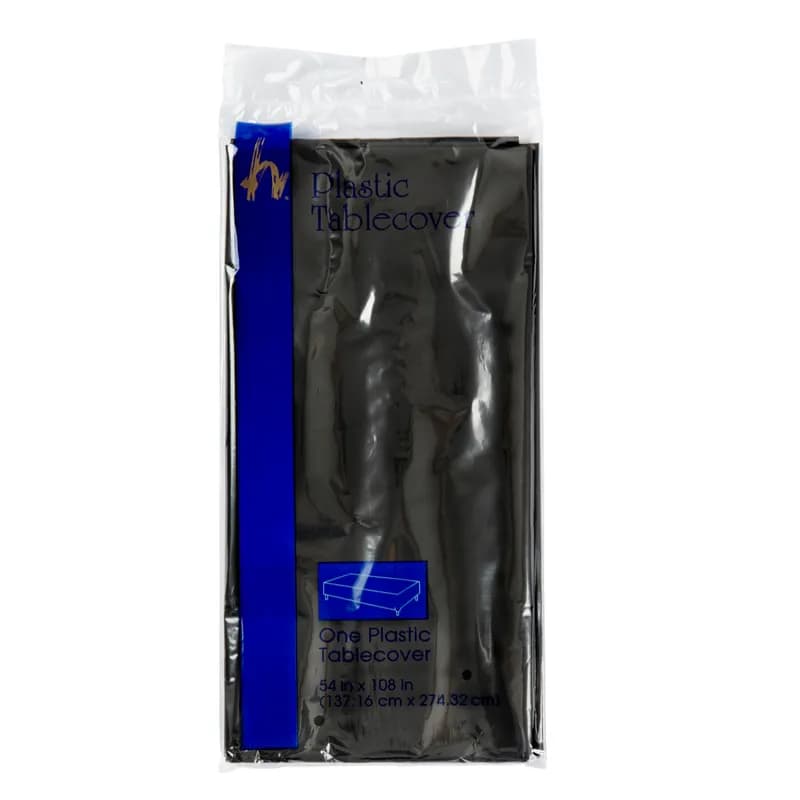 Table Cover 54X108 IN Plastic Black 12/Case