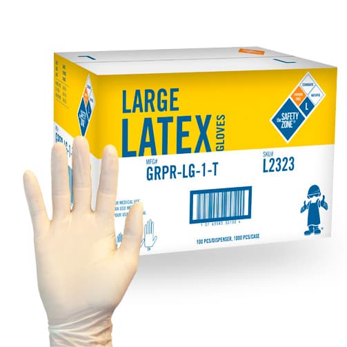 Safety Zone® Gloves Small (SM) Natural Latex Powder-Free 1000/Case