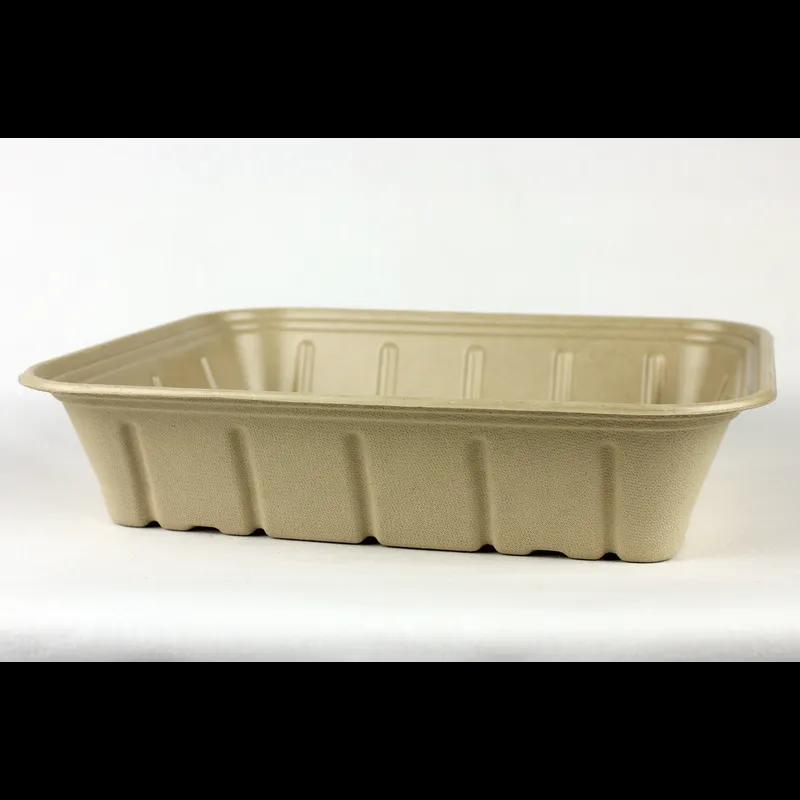 Take-Out Container Base 12.8X10.5X2.7 IN Plant Fiber Bamboo Kraft Rectangle 200/Case