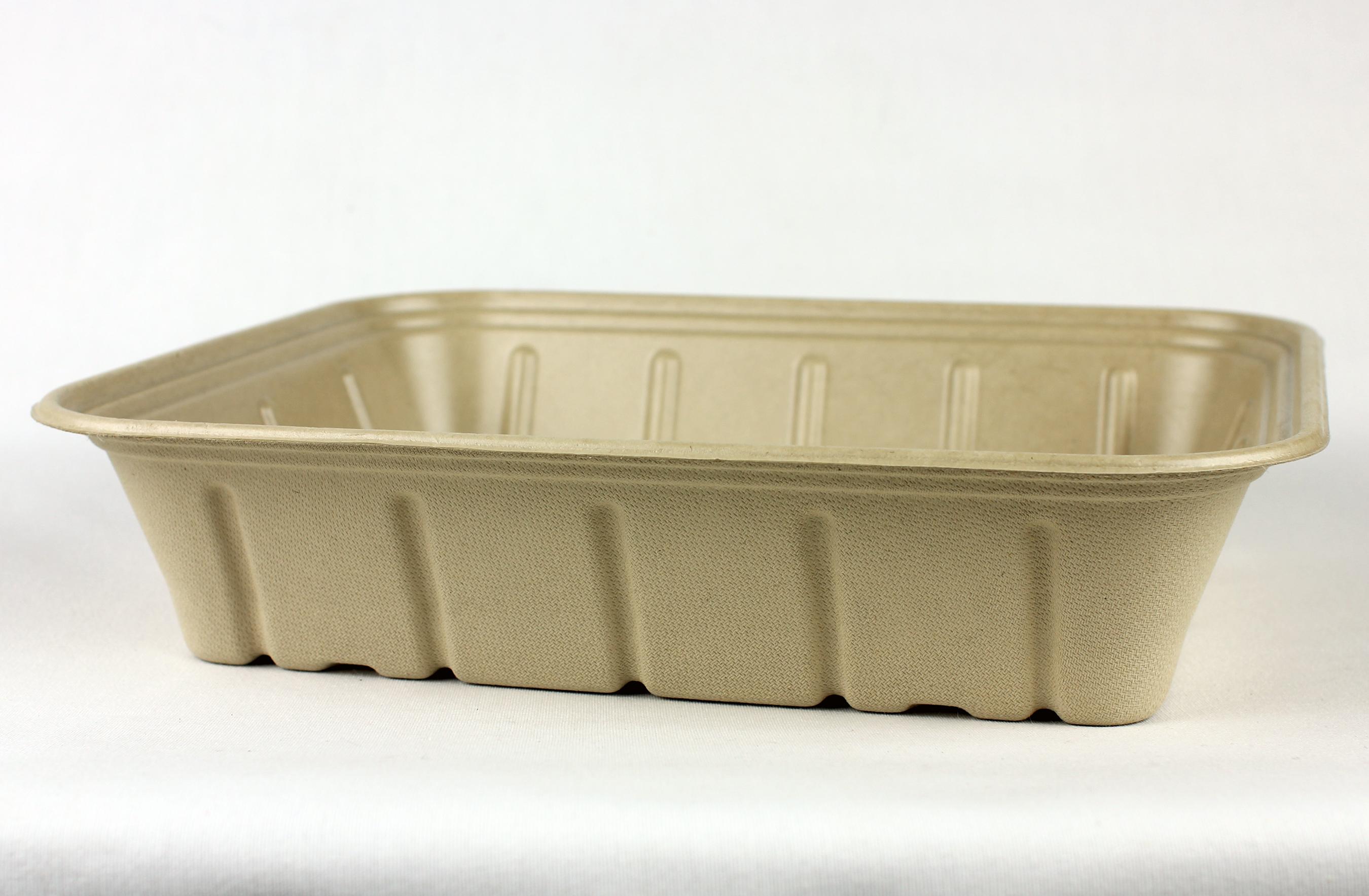 Take-Out Container Base 12.8X10.5X2.7 IN Plant Fiber Bamboo Kraft Rectangle 200/Case