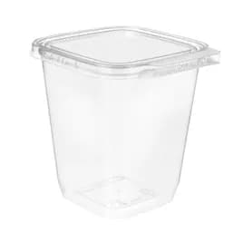 Safe-T-Fresh® Deli Container Hinged With Flat Lid 32 OZ RPET Clear Square 240/Case