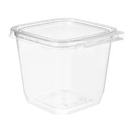 Safe-T-Fresh® Deli Container Hinged With Flat Lid 24 OZ RPET Clear Square 264/Case