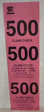 Coat Check Ticket Paper Pink 500/Box