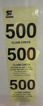 Coat Check Ticket Paper Yellow 500/Box