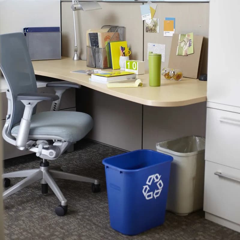 1-Stream Recycling Bin 14.75X10.5X15 IN 7 GAL 28 QT Blue Resin Deskside 12/Case