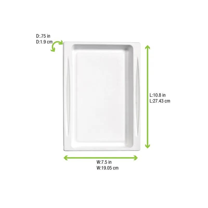 Serving Tray 10.7X7.5X0.75 IN Sugarcane White Rectangle Grease Resistant 100 Count/Case
