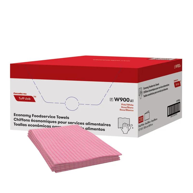 Cascades PRO Tuff-Job® Food Service Cleaning Wipe 12X24 IN Pink White 200/Case