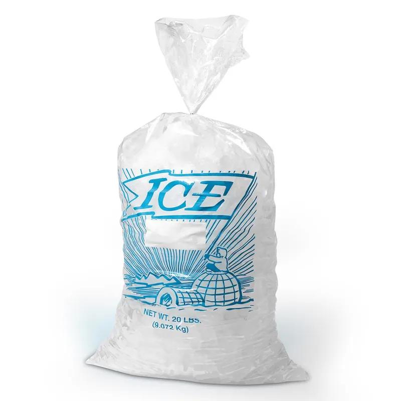Ice Bag 11X20 IN 8 LB Metallocene (MET) 1.5MIL Clear Printed With Open Ended Closure Wicket 1000/Case