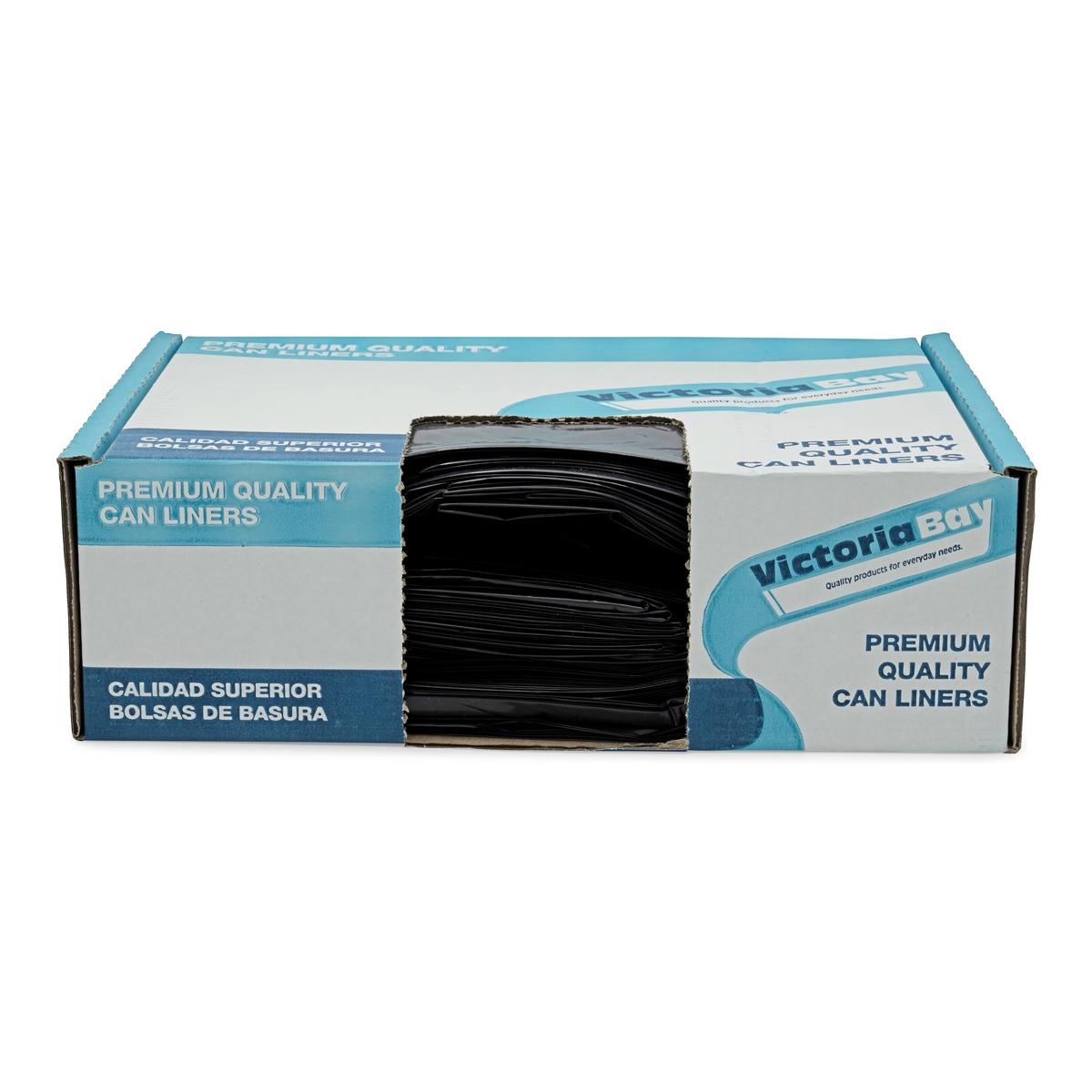 Victoria Bay Can Liner 38X60 IN Black Plastic 22MIC Roll 25 Count/Pack 6 Packs/Case 150 Count/Case