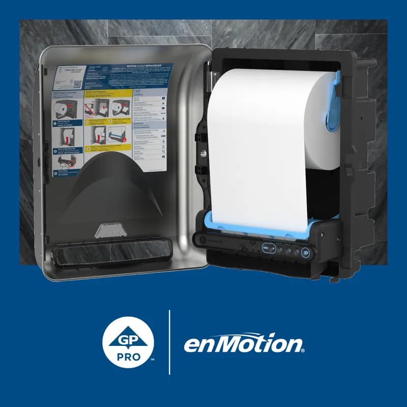 enMotion® Roll Paper Towel Recessed Impulse 8 Automated 9IN X425FT 1PLY White Hardwound 425 Sheets/Roll 6 Rolls/Case