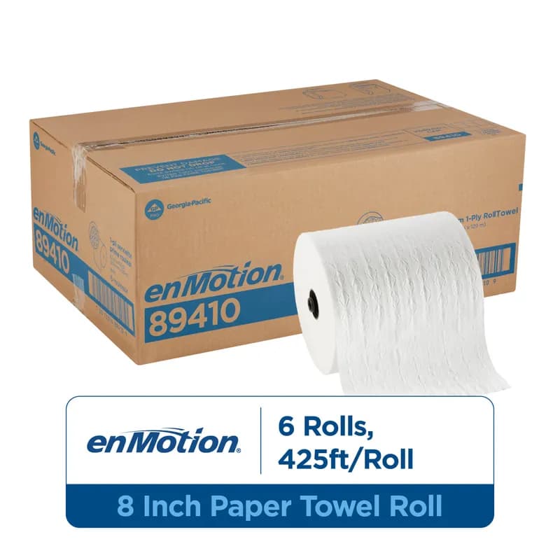 enMotion® Roll Paper Towel Recessed Impulse 8 Automated 9IN X425FT 1PLY White Hardwound 425 Sheets/Roll 6 Rolls/Case