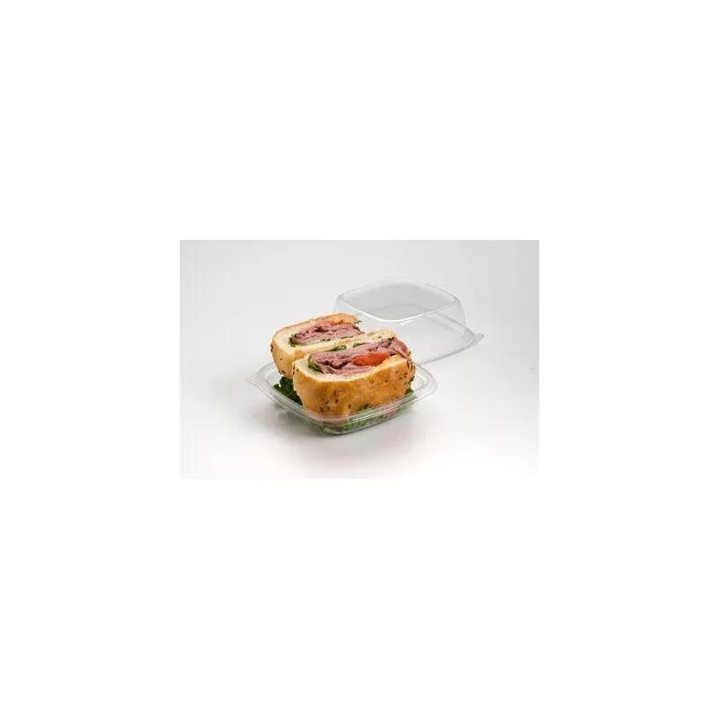 Sandwich Take-Out Tray Base Large (LG) 6X6X1.2 IN PET Clear Square 300/Case