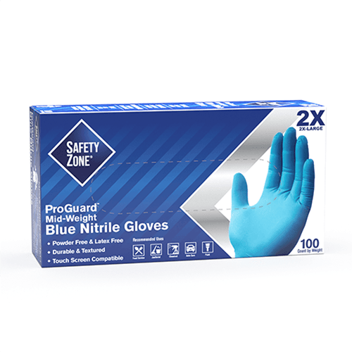 Safety Zone® Gloves XXL Blue Nitrile Rubber Disposable Powder-Free 1000/Case