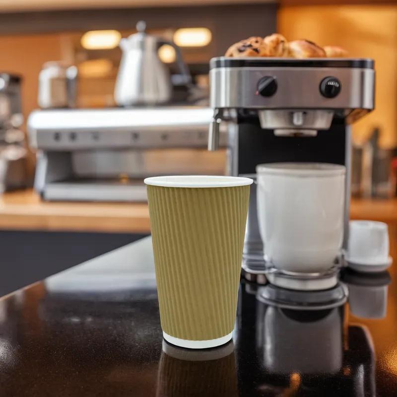 Victoria Bay Hot Cup Ripple 16 OZ Paper Kraft 500/Case