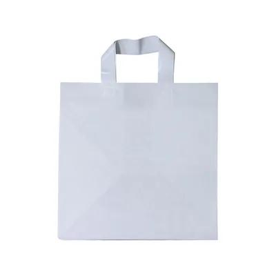 Take-Out Bag 12X10X12X10 White With Soft Loop Handle Closure Cardboard Bottom 200/Case