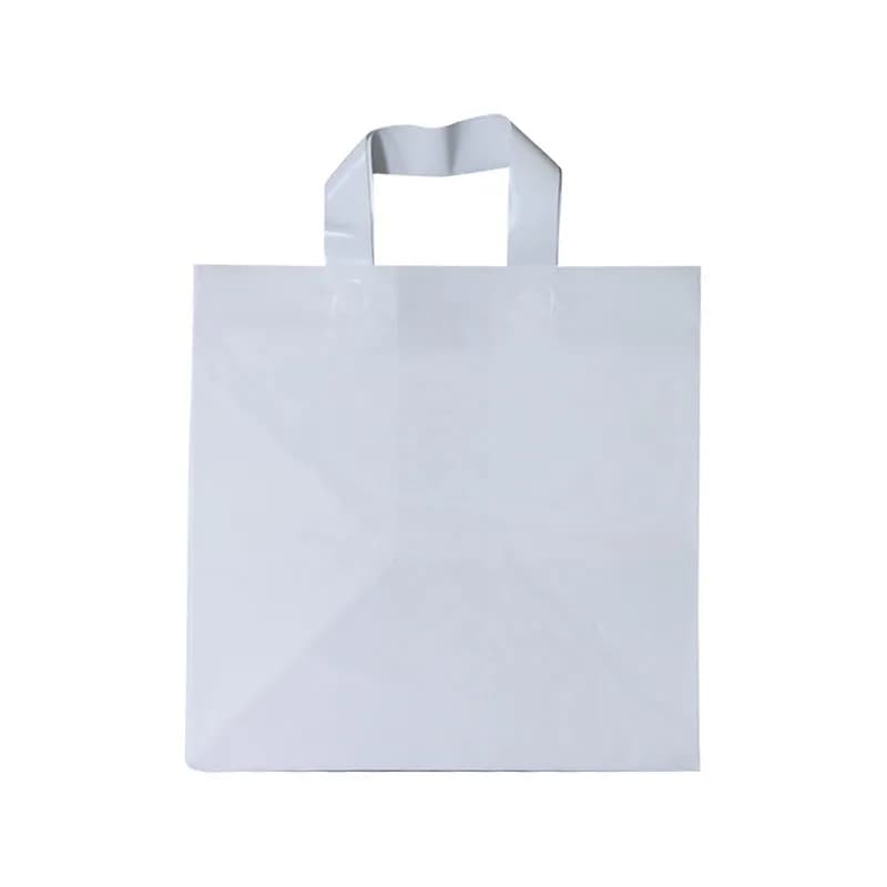 Take-Out Bag 12X10X12X10 White With Soft Loop Handle Closure Cardboard Bottom 200/Case
