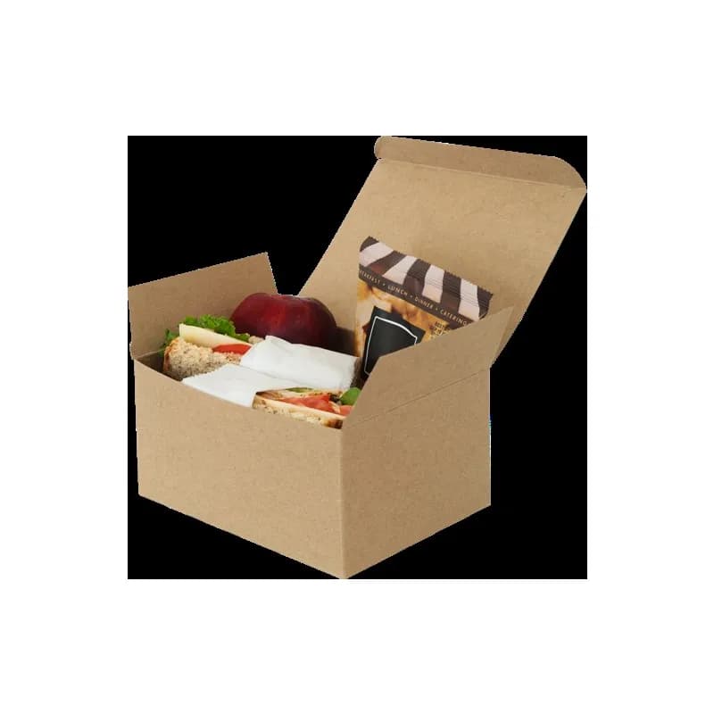 Take-Out Box Hinged With Flat Lid 8X6X4 IN Paperboard Kraft Rectangle 100/Case