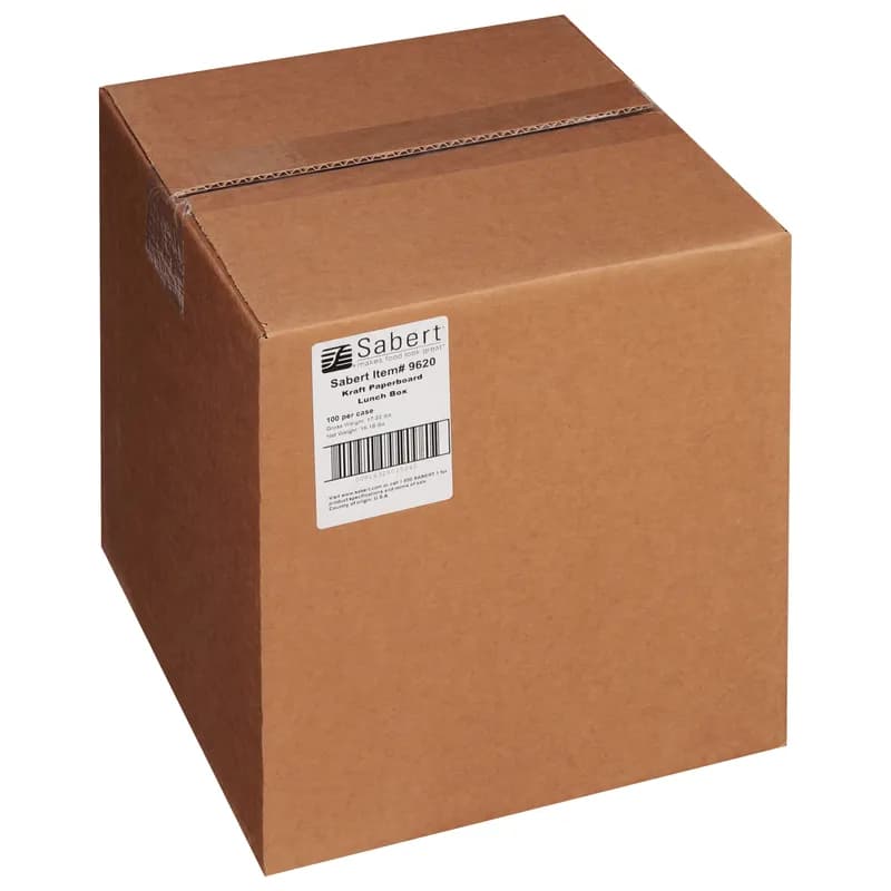 Take-Out Box Hinged With Flat Lid 8X6X4 IN Paperboard Kraft Rectangle 100/Case