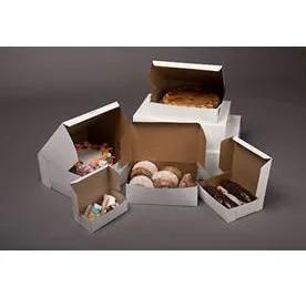 Easy Lock Cake Box 6X6X6 IN SUS Paperboard CRB White Square Lock Corner 1-Piece 100/Bundle