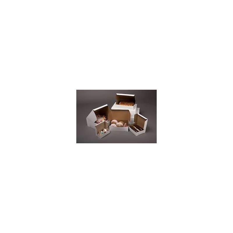 Easy Lock Cake Box 6X6X6 IN SUS Paperboard CRB White Square Lock Corner 1-Piece 100/Bundle