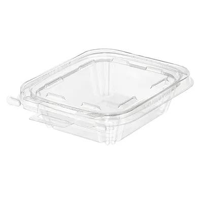 Safe-T-Fresh® Deli Container Hinged With Flat Lid 8 OZ RPET Clear Rectangle 240/Case