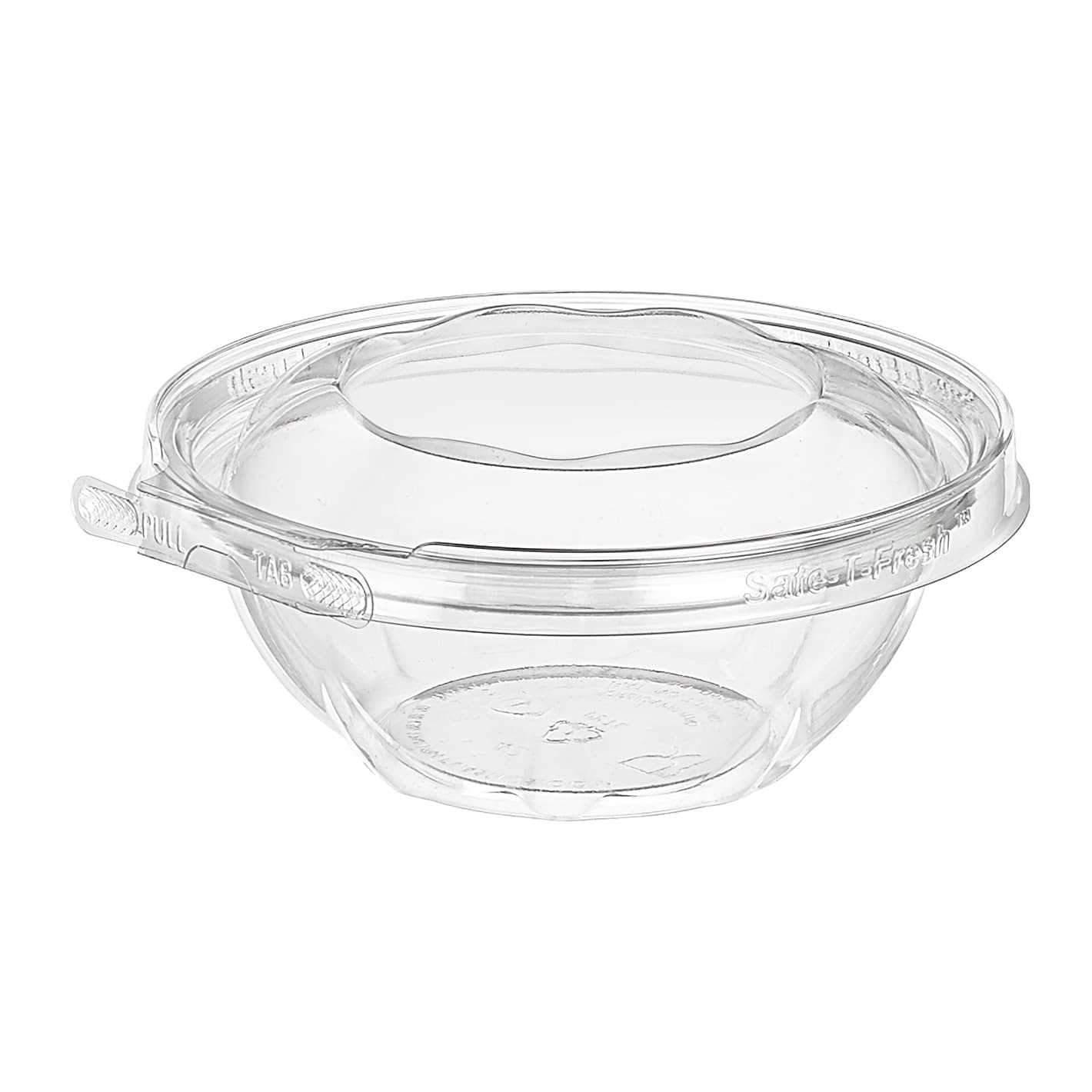 Safe-T-Fresh® Deli Container Hinged With Dome Lid 12 OZ RPET Clear Round 240/Case