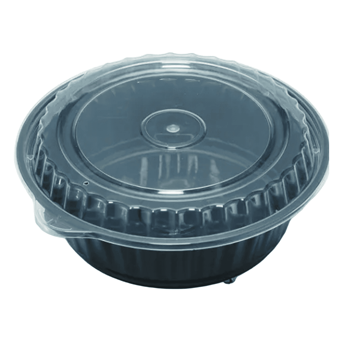 Take-Out Container Base 6 IN Plastic Black Round Microwave Safe 150/Case