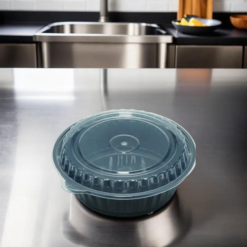 Take-Out Container Base 6 IN Plastic Black Round Microwave Safe 150/Case