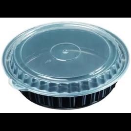 Take-Out Container Base & Lid Combo With Dome Lid 7 IN Plastic Black Clear Round Deep 150/Case