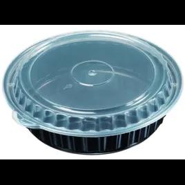 Take-Out Container Base & Lid Combo With Dome Lid 7 IN Plastic Black Clear Round Deep 150/Case