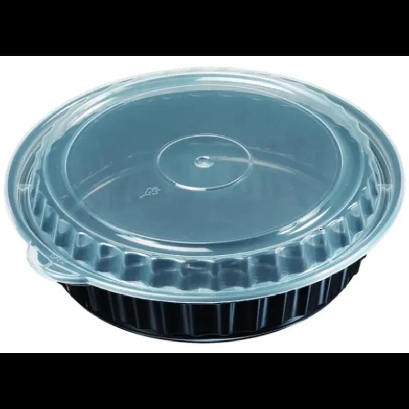 Take-Out Container Base & Lid Combo With Dome Lid 7 IN Plastic Black Clear Round Deep 150/Case