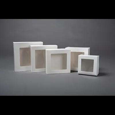 Cake Box 8X8X5 IN Paperboard White Square 4 Corner Beers 1-Piece Automatic With Window 100/Case