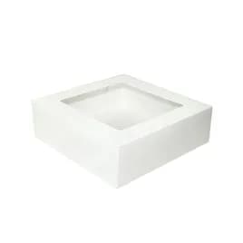 Cake Box 8X8X2.5 IN Paperboard White Square 4 Corner Beers 1-Piece Automatic With Window 200/Case