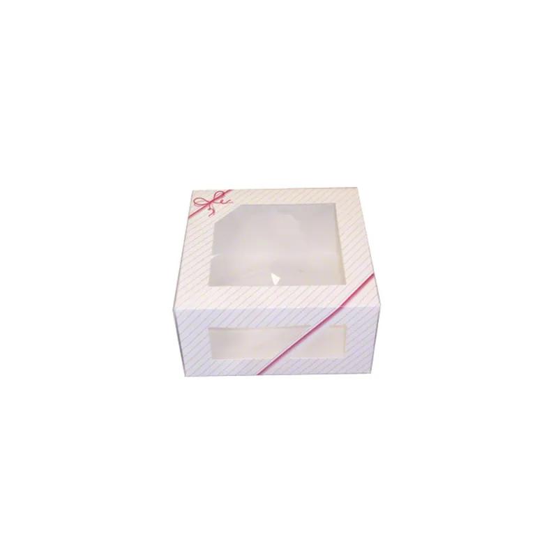 String Ensemble Cake Box 9X9X5 IN Paper White Square With Window 100/Case