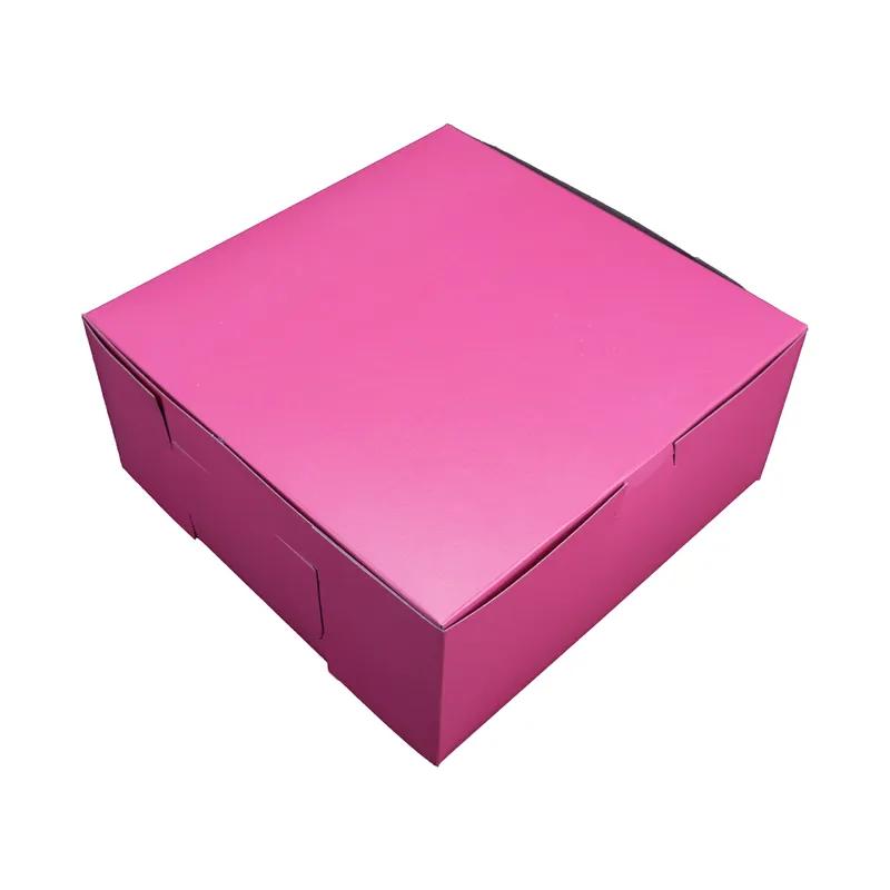 Bakery Box 9X9X4 IN CCNB Pink Square Lock Corner Tuck Top 200/Bundle