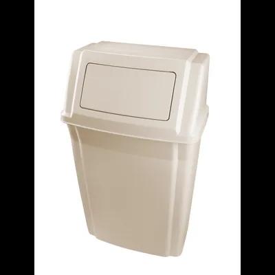 1-Stream Trash Can 11.88X19.88X33.63 IN 15 GAL Beige Resin With Swing Lid 1/Each