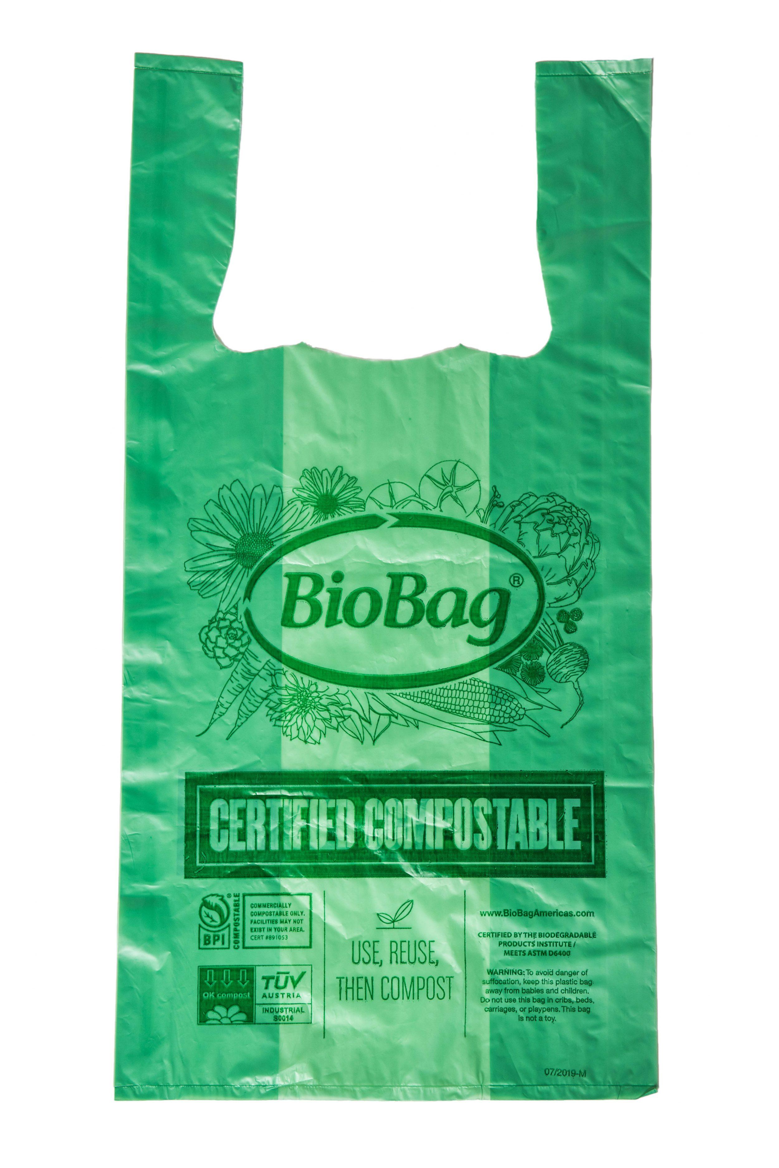 Take-Out Food Waste Bag 16.1X19.7 IN 12 LB Plant Fiber 0.8MIL Green T-Sack Side Gusset 500/Case
