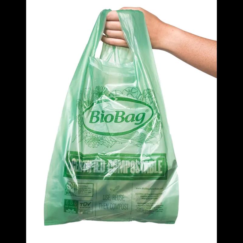 Take-Out Food Waste Bag 16.1X19.7 IN 12 LB Plant Fiber 0.8MIL Green T-Sack Side Gusset 500/Case