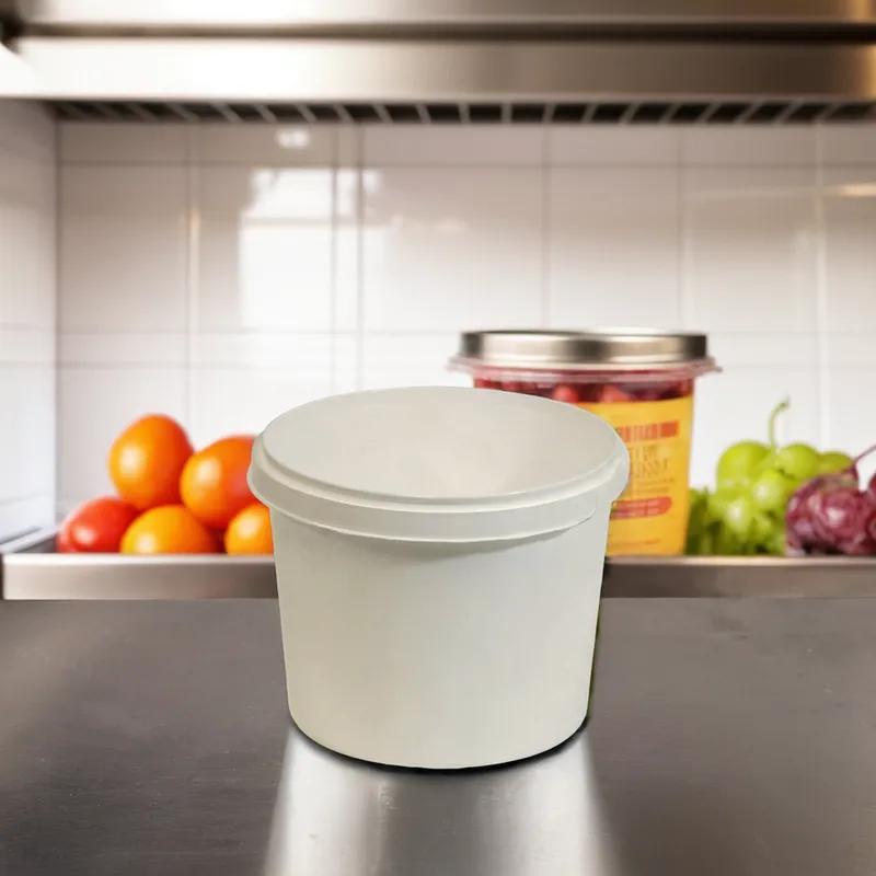 Deli Container Base 160 OZ PP White Round Tamper-Evident Tamper-Resistant 80/Case