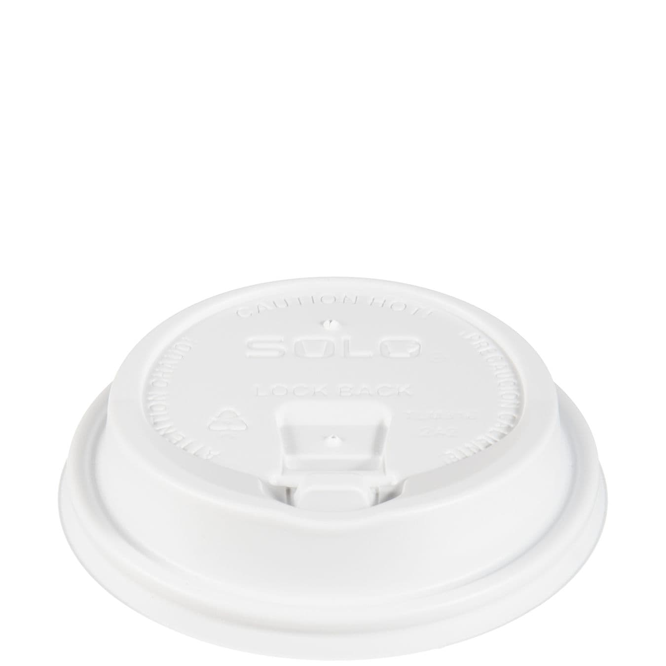 Solo® Travelock™ Lid Dome 3.7X0.9 IN PS White For 10-24 OZ Cup Reclosable Tab Sip Through 100 Count/Pack 10 Packs/Case