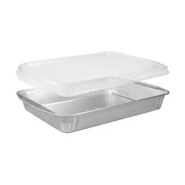 Take-Out Container Base & Lid Combo With Dome Lid 116 OZ Aluminum Silver Rectangle 25/Case