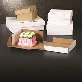 Cake Box 10X10X5.5 IN Corrugated Paperboard White Kraft Square 50/Case