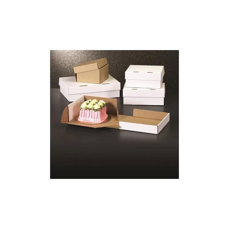 Cake Box 10X10X5.5 IN Corrugated Paperboard White Kraft Square 50/Case