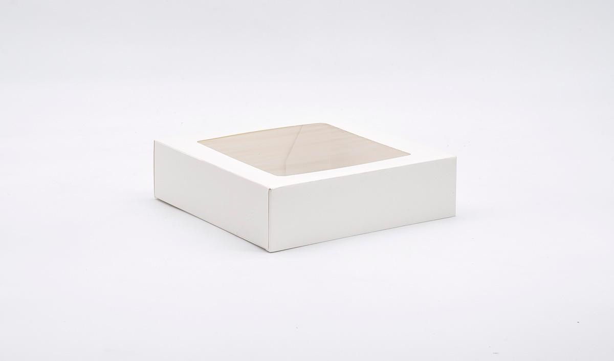 Pie Box 9X9X2.5 IN Paperboard White Square 4 Corner Beers 1-Piece Automatic With Window 200/Case