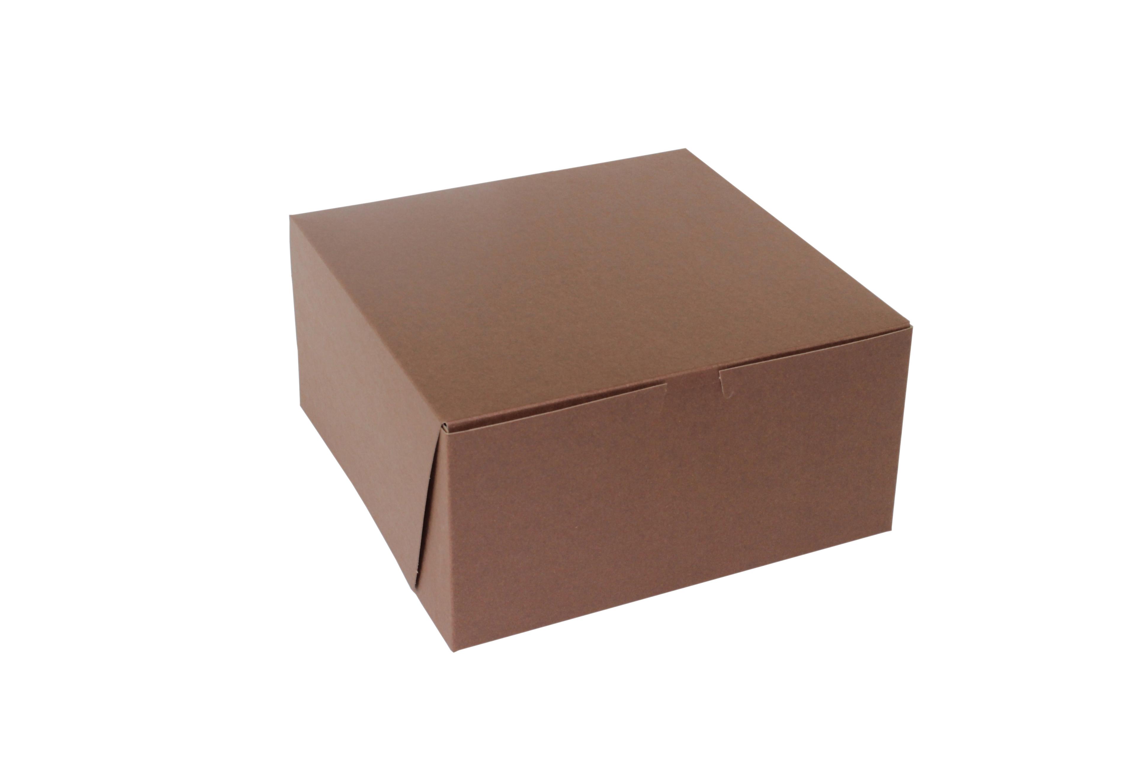 Bakery Box 10X10X5 IN Paperboard Chocolate Corner Lock 1-Piece 100/Case