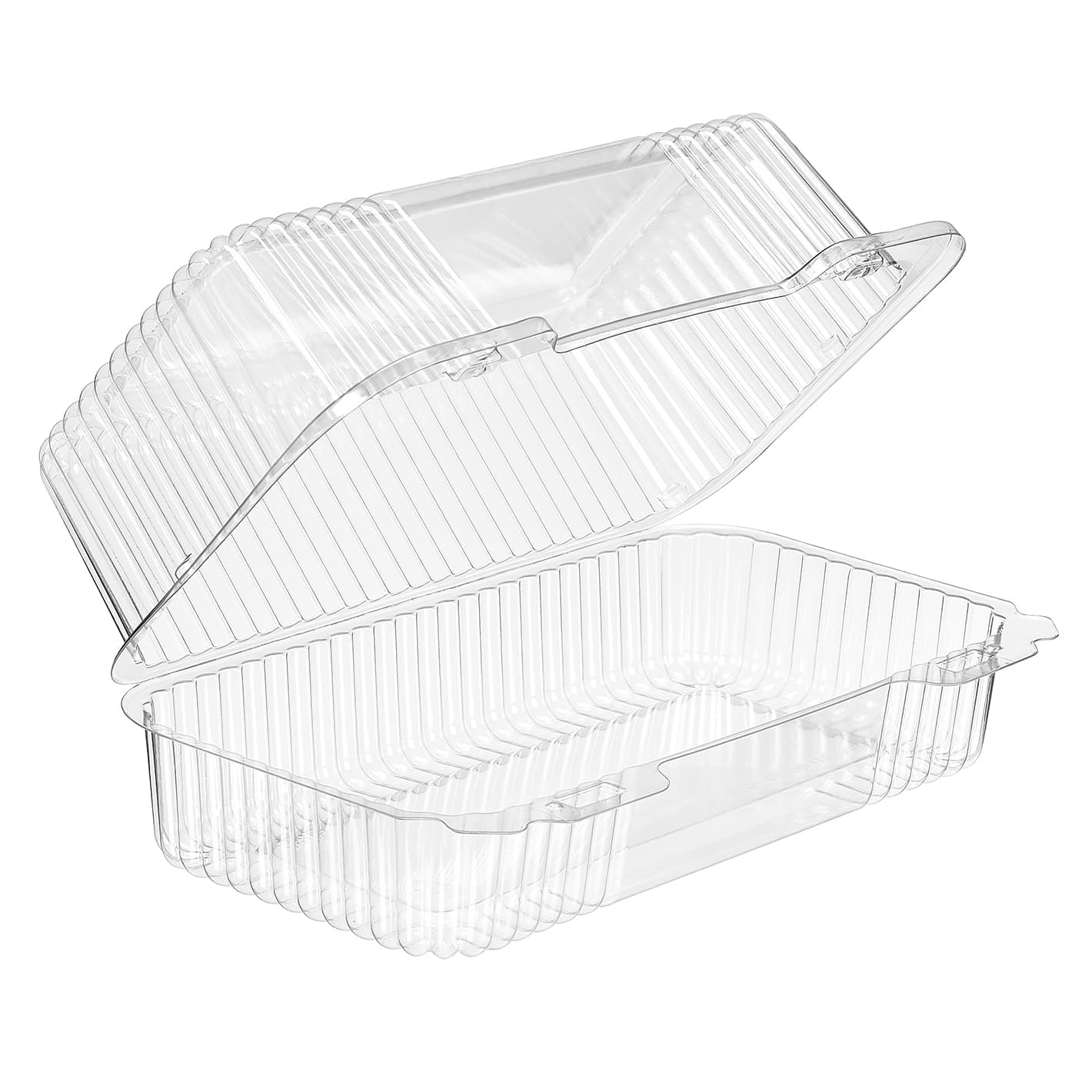 Essentials Take-Out Container Hinged With Dome Lid 9.5625X5.5X4.0625 IN RPET Clear Rectangle Deep Bar Lock 200/Case