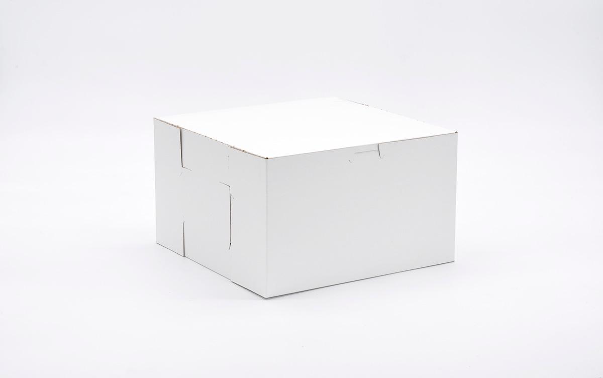 Easy Lock Cake Box 10X10X6 IN SUS Paperboard CRB White Square Lock Corner 1-Piece 100/Bundle