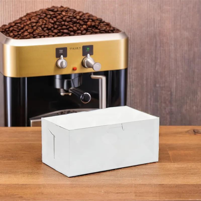 Easy Lock Donut Box 10X6X3.5 IN SUS Paperboard CRB White Rectangle Lock Corner 1-Piece 250/Bundle